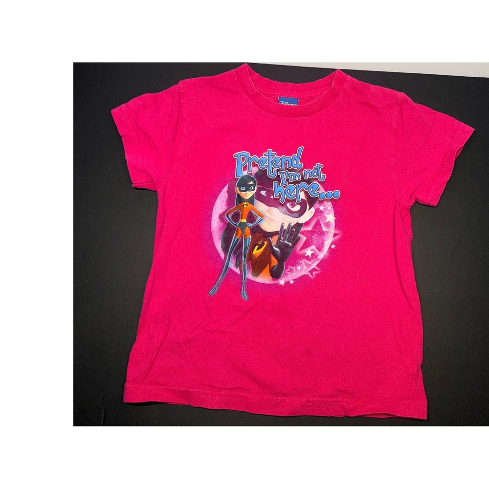 Disney Pixar The Incredibles Violet Parr Pink Graphic Tee Kids Shirt Sz S Y2K
